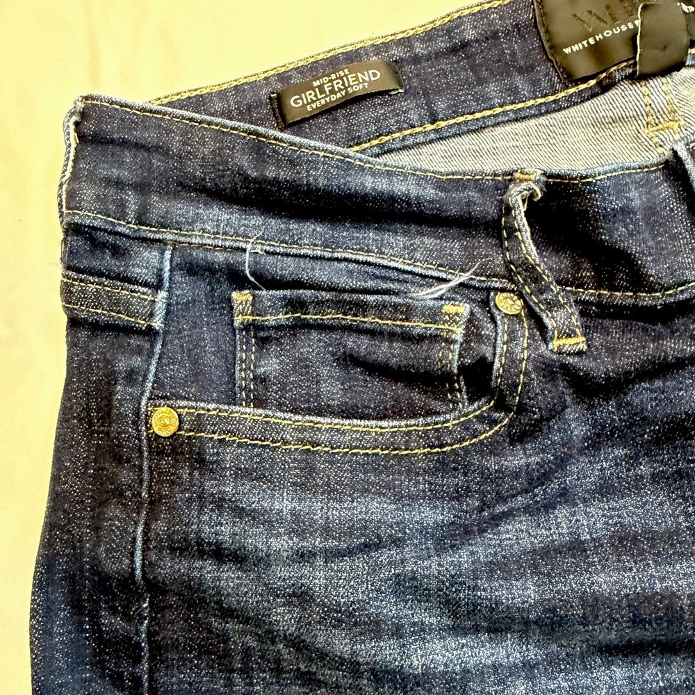 White House Black Market Girlfriend Jeans Blue Mid-Rise sz4 Cotton blend stretch - Picture 3 of 15
